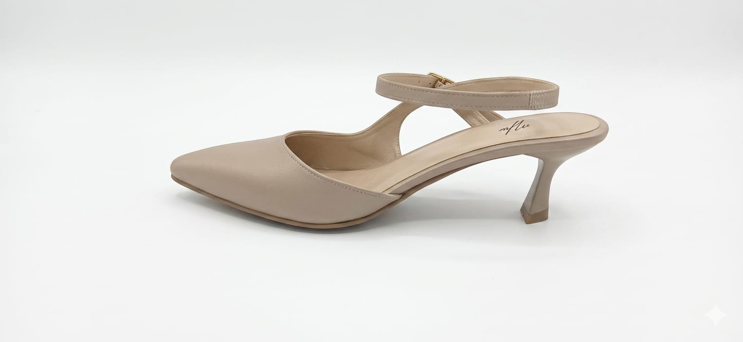 Satin Slingback Kitten Heels - Gold