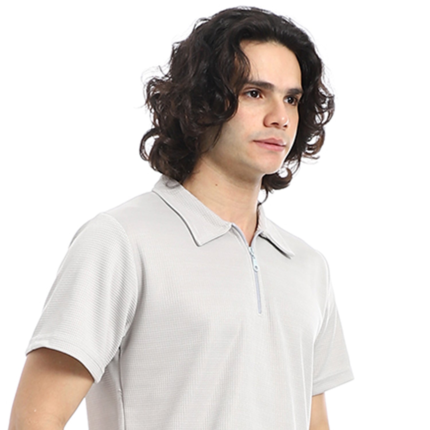 White Turn Down Collar Zipped T-Shirt and Shorts Set