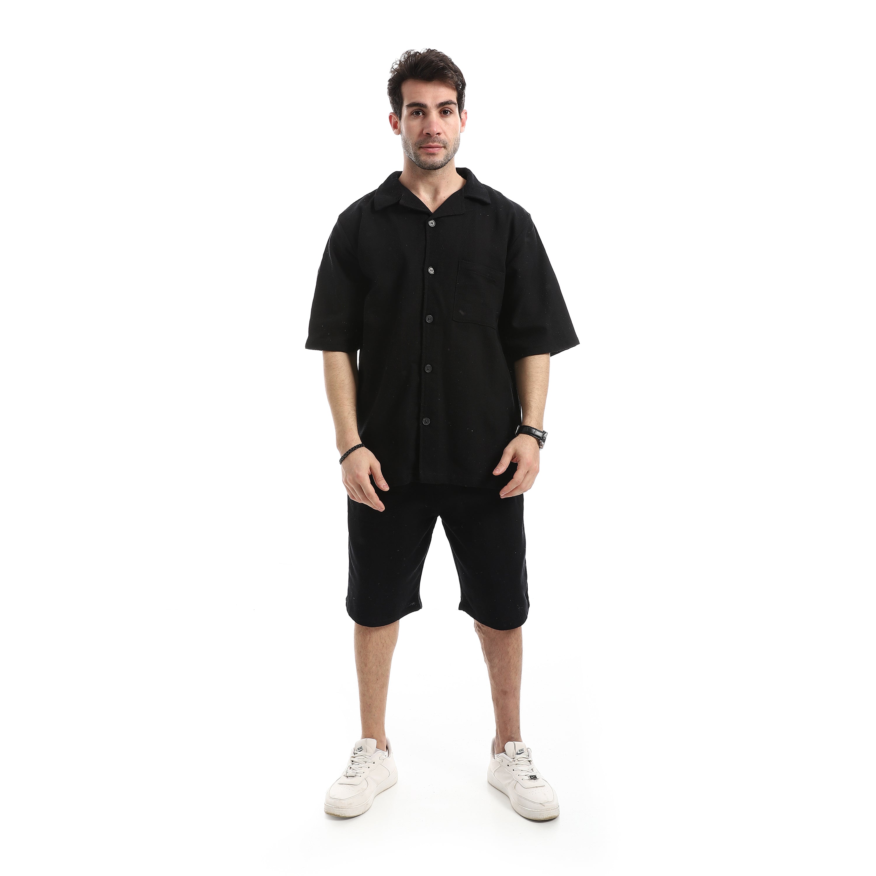 Relaxed Lightweight Shorts Set - Black