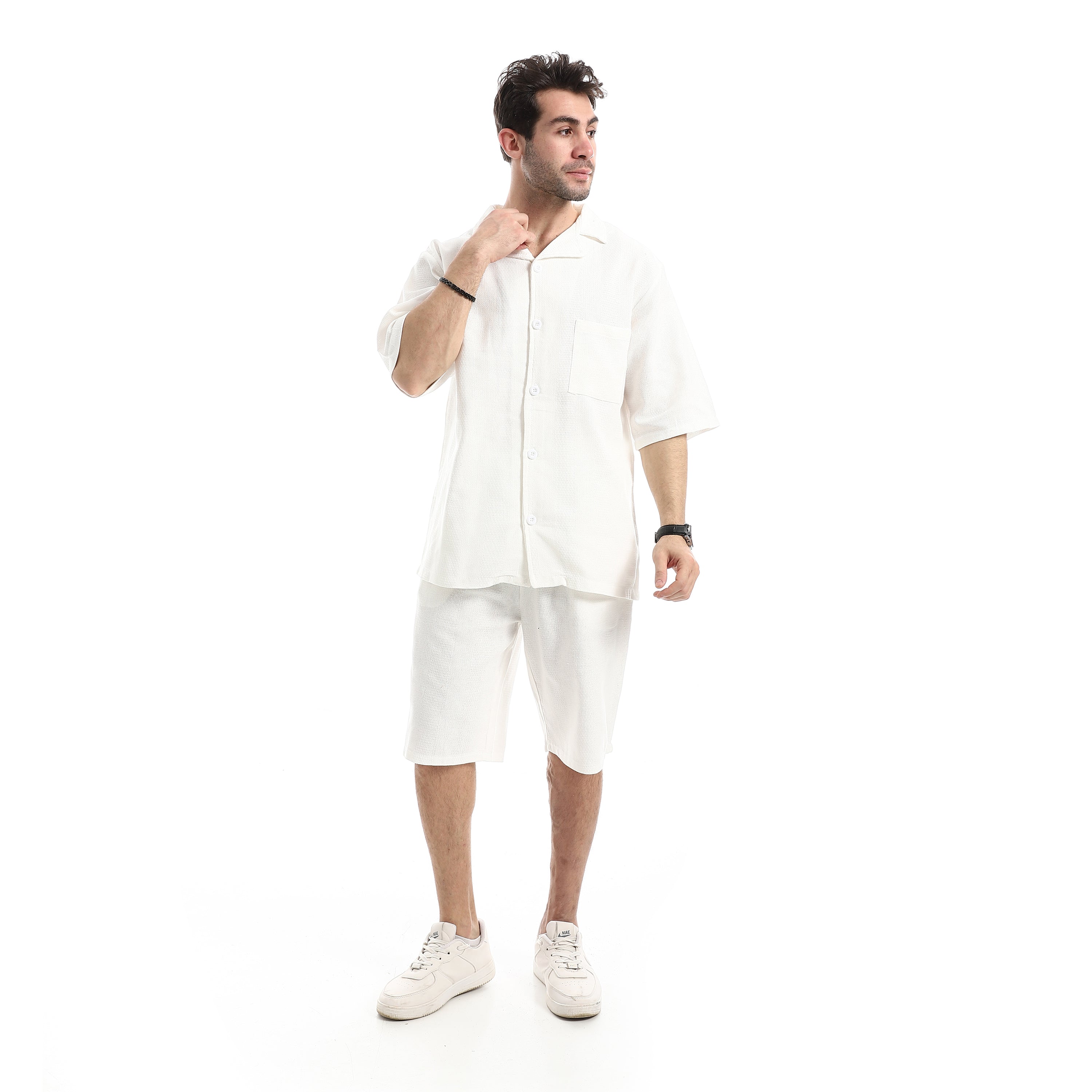 Relaxed Lightweight Shorts Set - White