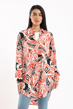 Asymmetrical Printed Shirt - Clue Wear