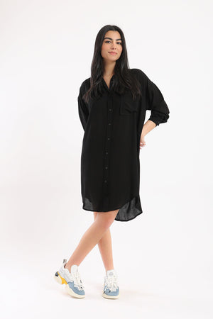 Asymmetrical Shirt Dress - Clue Wear
