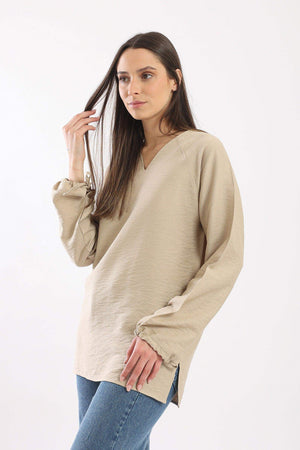 Bell Sleeves Plain Blouse - Carina - كارينا
