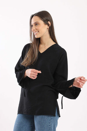 Bell Sleeves Plain Blouse - Carina - كارينا