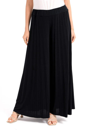Black Pleated Wide Leg Pants - Carina - كارينا