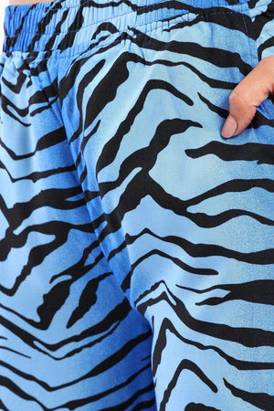 Blue Black Printed Pants - Carina - كارينا