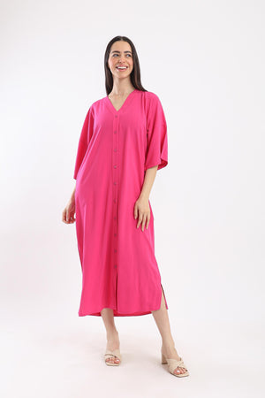 Button Closure Midi Dress - Clue Wear