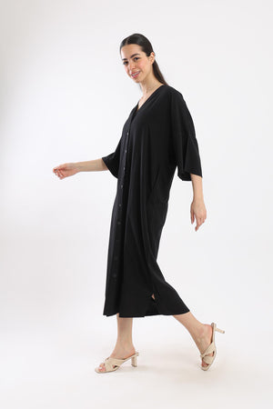 Button Closure Midi Dress - Clue Wear
