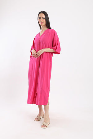 Button Closure Midi Dress - Clue Wear
