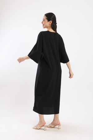 Button Closure Midi Dress - Clue Wear