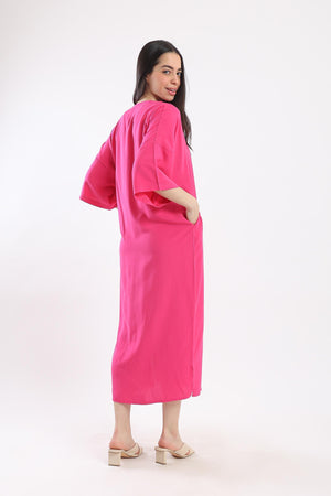 Button Closure Midi Dress - Clue Wear
