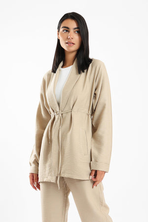 Cardigan With Elasticated Drawstring - Clue Wear