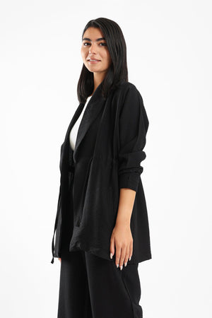 Cardigan With Elasticated Drawstring - Clue Wear