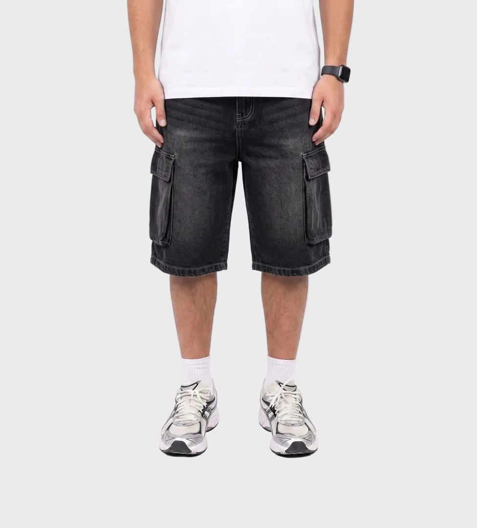 cargo washed denim jorts