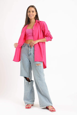 Collared High Low Shirt - Carina - كارينا