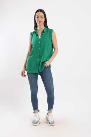 Collared Sleeveless Shirt - Clue Wear