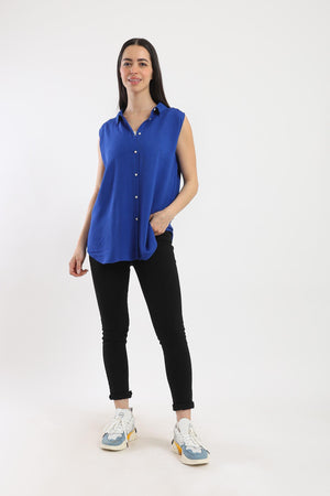 Collared Sleeveless Shirt - Clue Wear