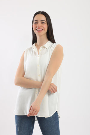 Collared Sleeveless Shirt - Clue Wear