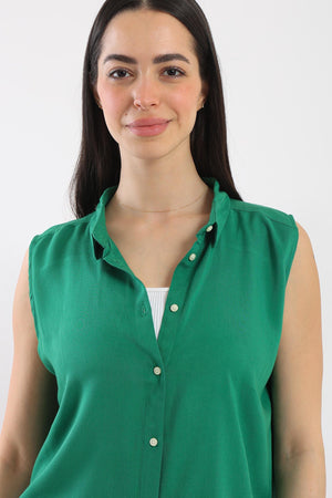 Collared Sleeveless Shirt - Clue Wear