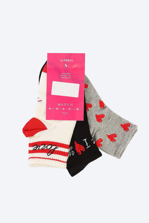 Colored Ankle Socks - 3 Pairs - Carina - كارينا
