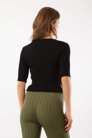 Cropped Ribbed Pullover - Carina - كارينا