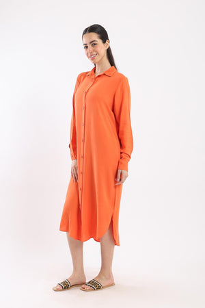 Curved Hem Shirt Dress - Clue-wear