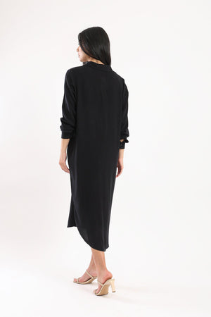Curved Hem Shirt Dress - Clue-wear
