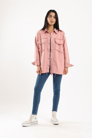 Denim Shirt with Fringes - Clue Wear