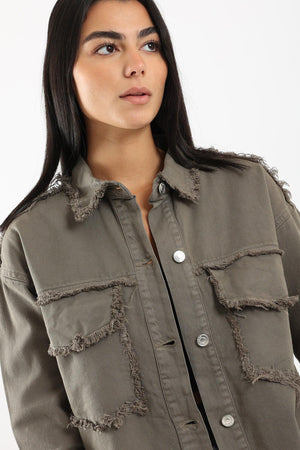 Denim Shirt with Fringes - Clue Wear