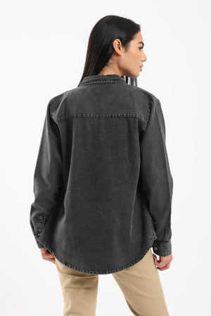 Denim Shirt with Long Sleeves - Clue Wear