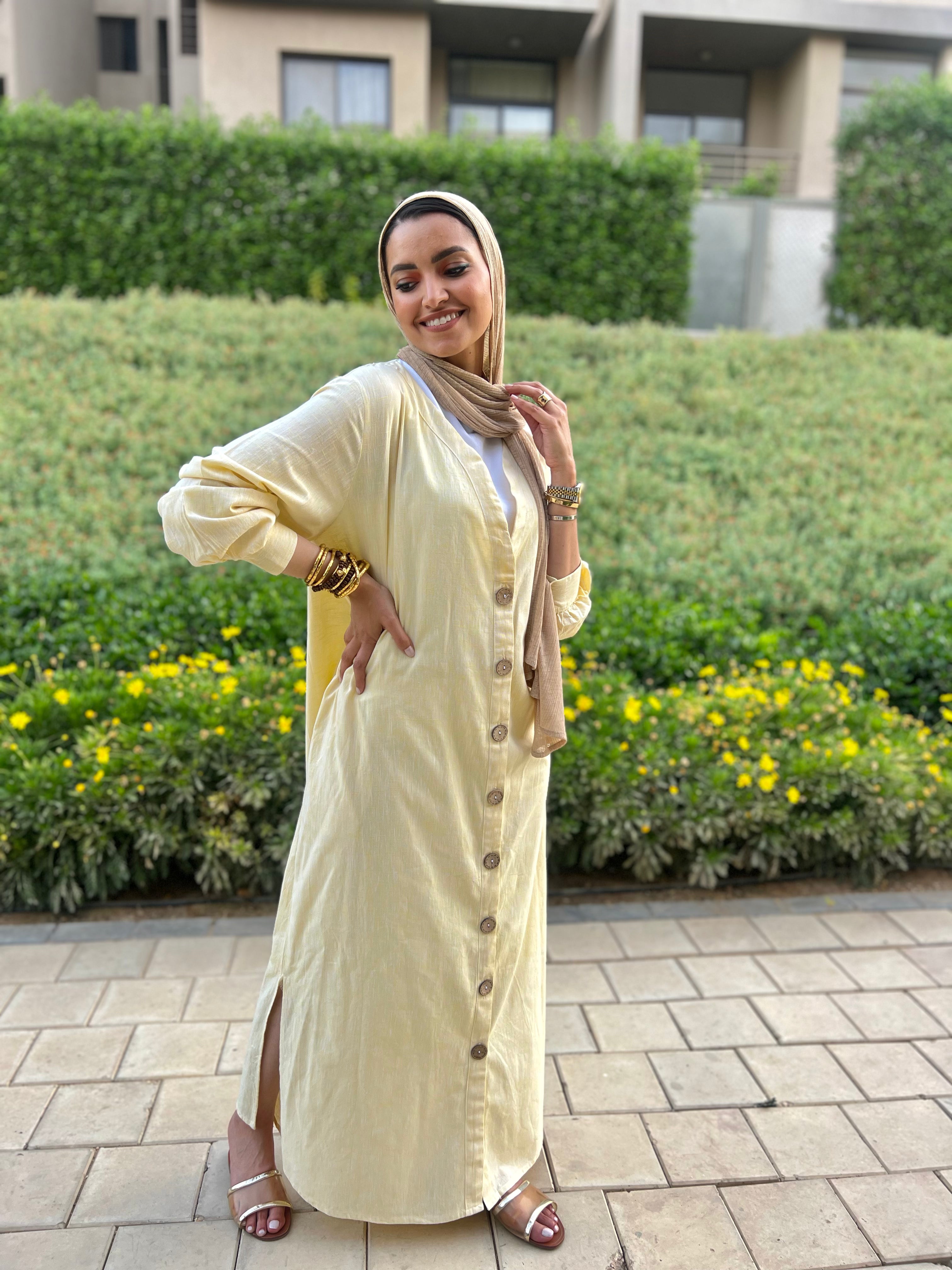 Linen Maxi Solid Dress - Beige