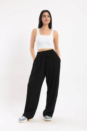 Elastic Waisted Wide Pants - Clue Wear
