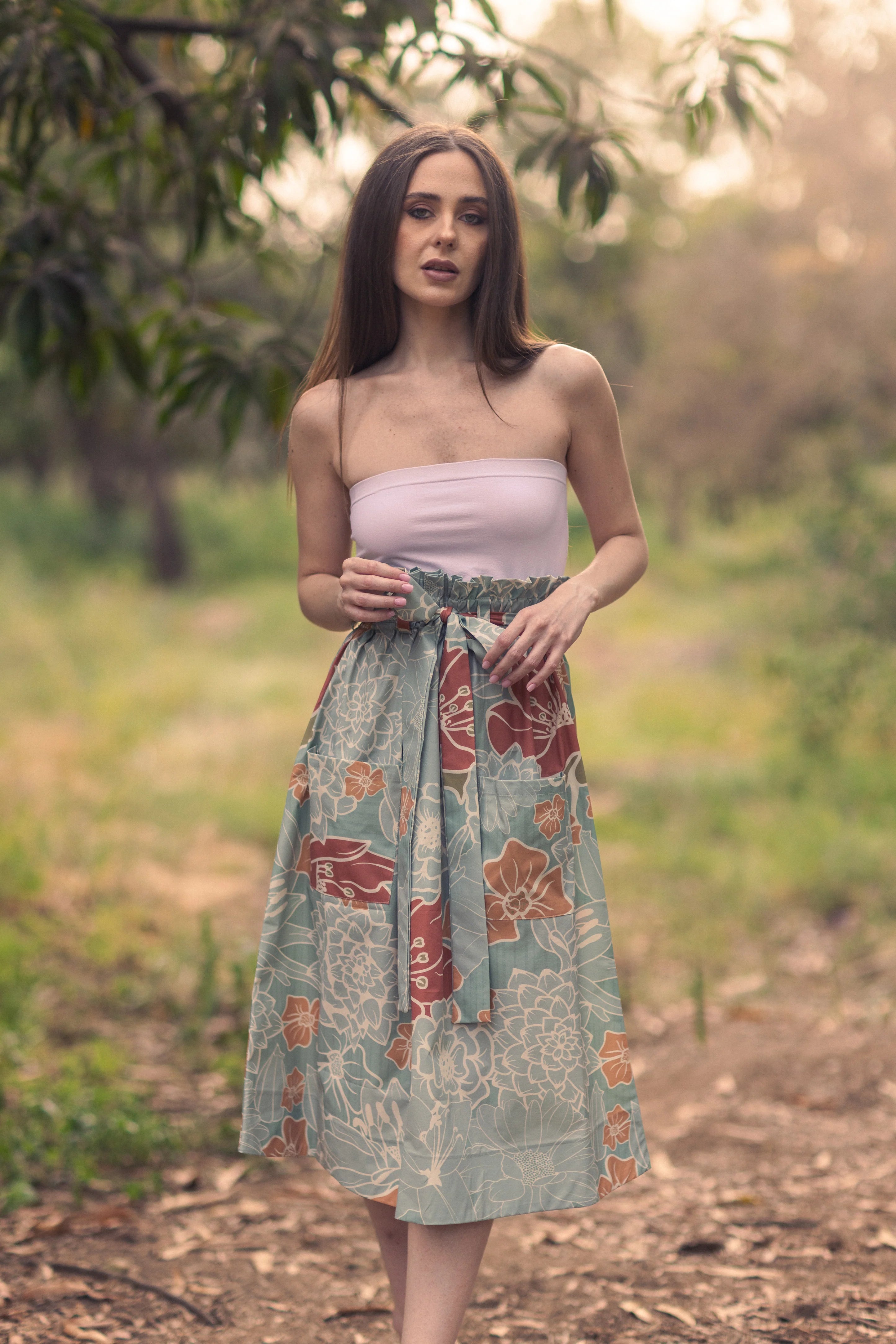 Brushstrokes Of Summer A-Line Skirt - Multicolor