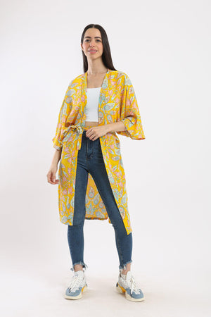 Flowery Printed Kimono - Clue Wear