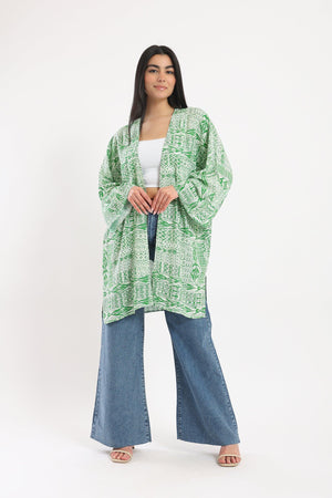 Green & White Tile Kimono - Clue-wear