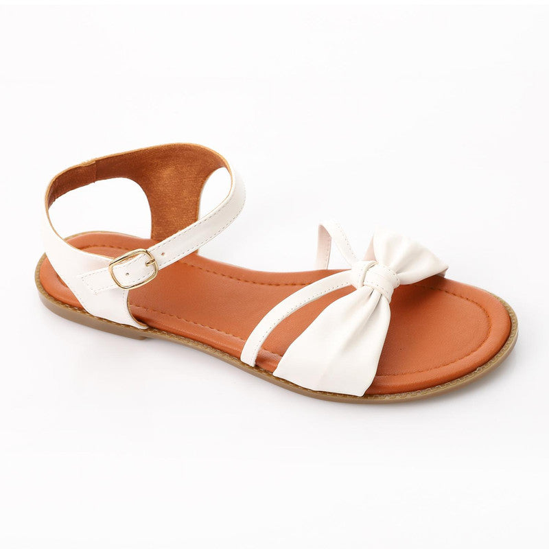 Bow Strap Elastic Comfort Sandals – White