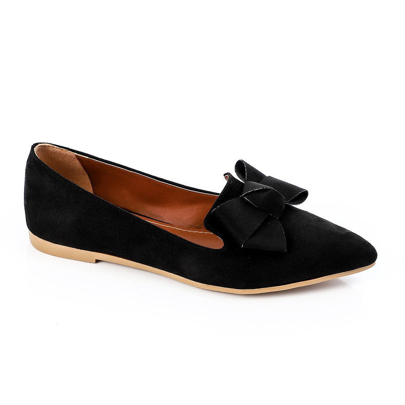 Solid Bow Detail Loafer Flat – Black (1157)