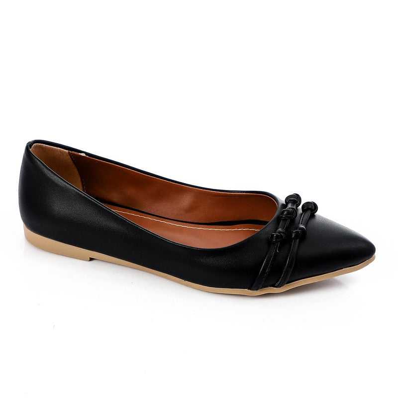 Solid Double Knot Ballet Flat – Black (1160)