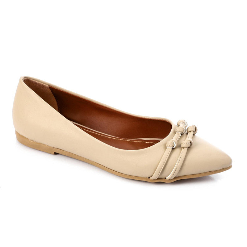 Solid Double Knot Ballet Flat – Beige (1160)