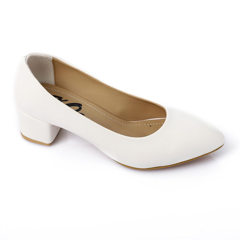 Solid Comfort Heel Wedding Pump – White (1117)