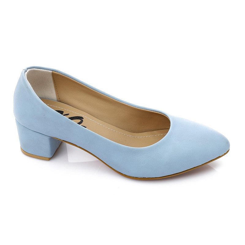 Solid Comfort Heel Wedding Pump – Light Blue (1117)