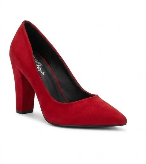 Solid Pointed Toe High Heel Pump – Red (1385)