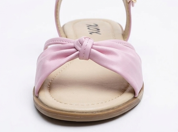 Solid Knotted Strap Flat Sandal – Rose (1343)