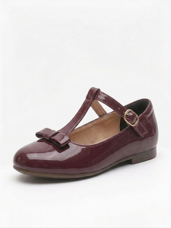 Patent Bow Mary Jane Flat – Burgundy (3032)