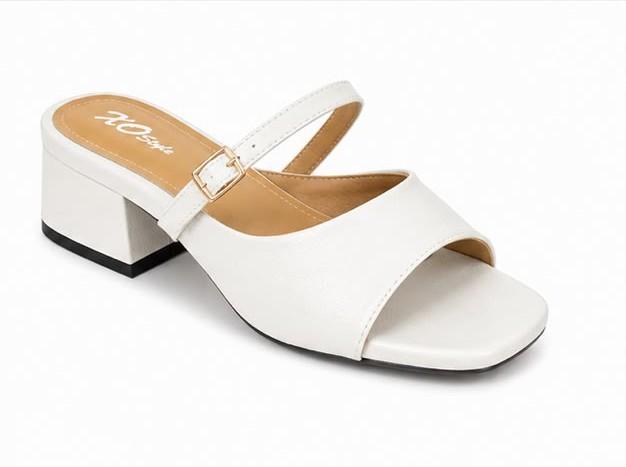 Solid Buckle Strap Heel Sandal – White (1607)