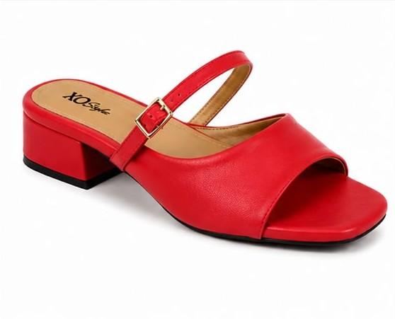 Solid Buckle Strap Heel Sandal – Red (1607)