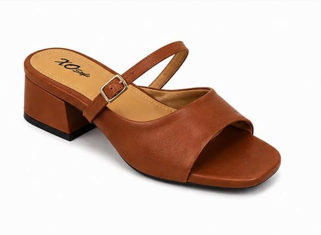 Solid Buckle Strap Heel Sandal – Camel (1607)