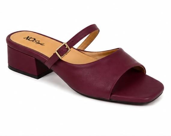 Solid Buckle Strap Heel Sandal – Burgundy (1607)