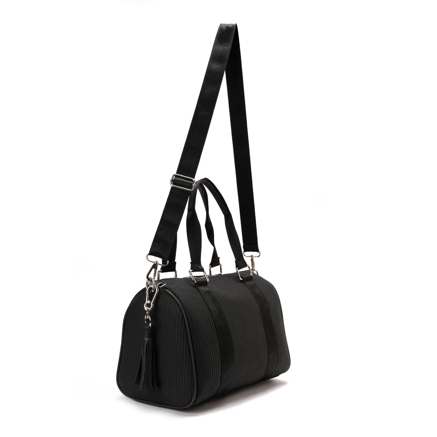 Synthetic Duffel Shoulder Bag - Black