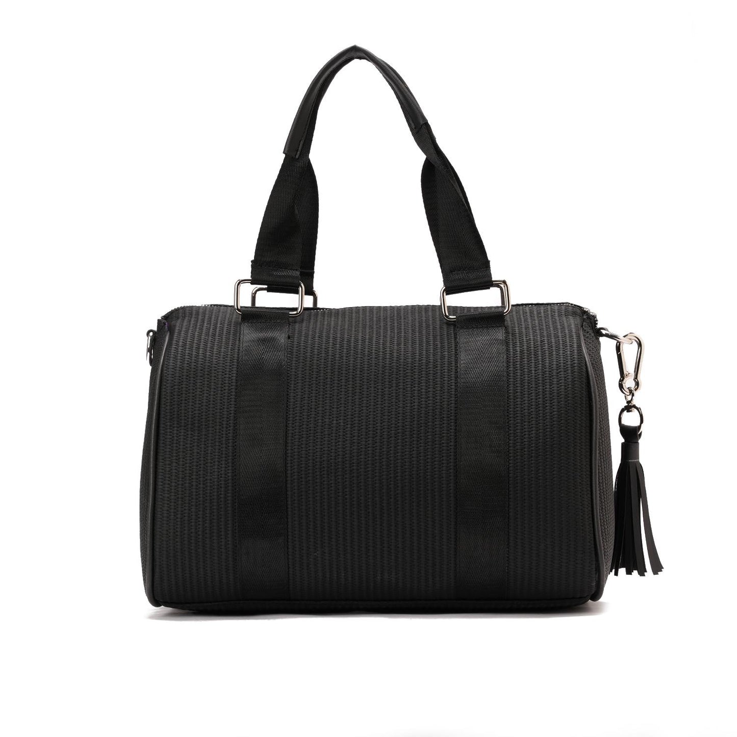 Synthetic Duffel Shoulder Bag - Black